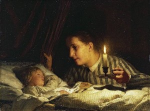 Jeune mère contemplant son enfant endormi (Albert Anker)